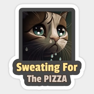 Funny Cat Sweating for the Pizza Sticker